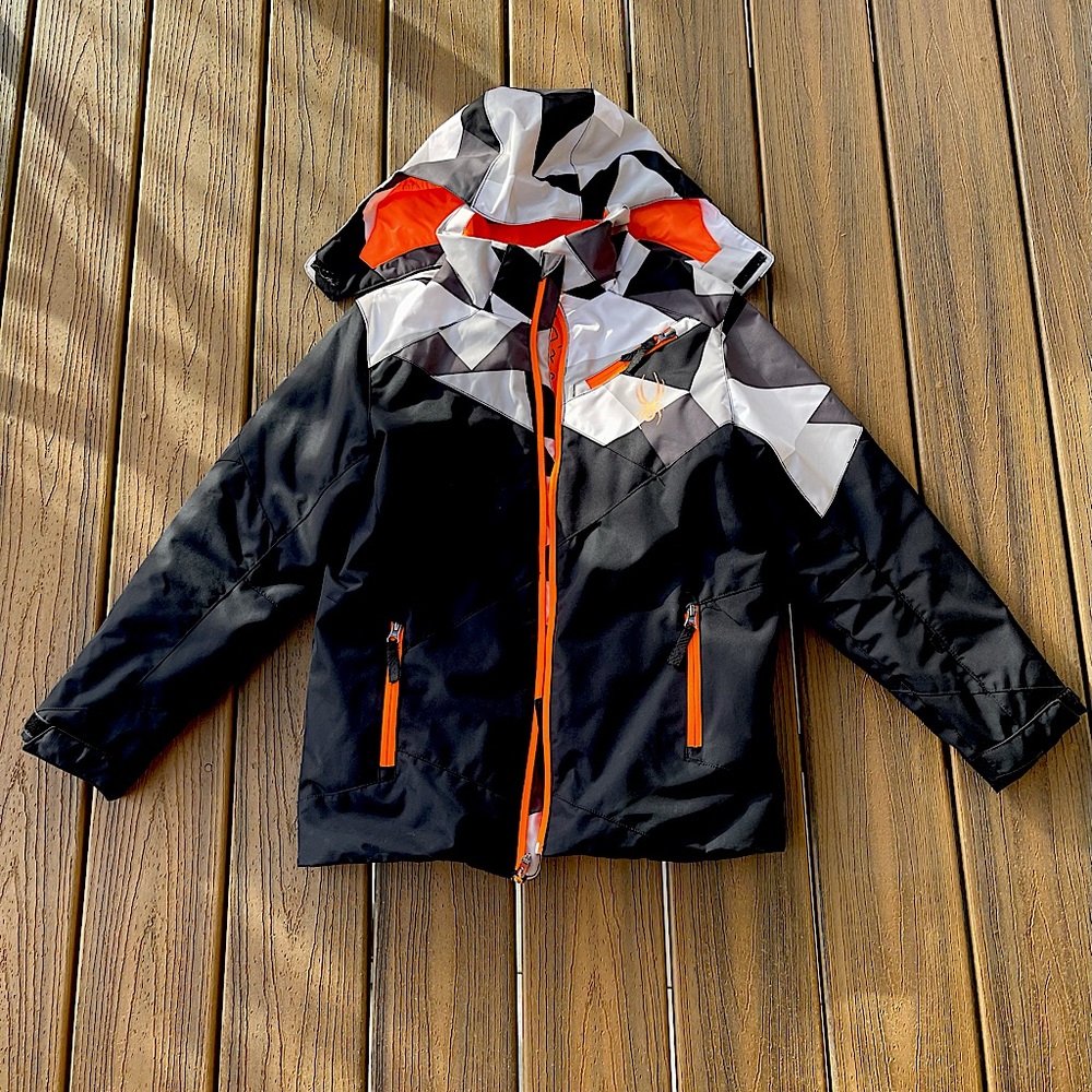Spyder Boys Size 14 insulated removable hood ski jacket